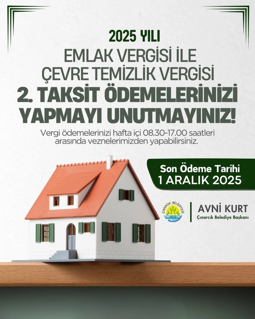 Çınarcık'ta Vergi Ödemeleri İçin Son Gün 1 Aralık 2025