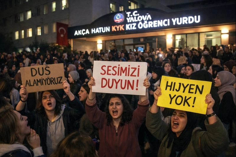 Yalova KYK Yurdu'nda Su Krizi: Öğrenciler Gece Protestosu Düzenledi