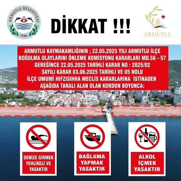 Armutlu'da Denize Giriş Yasaklandı: Boğulma Önlemleri ve Yasak Kuralları