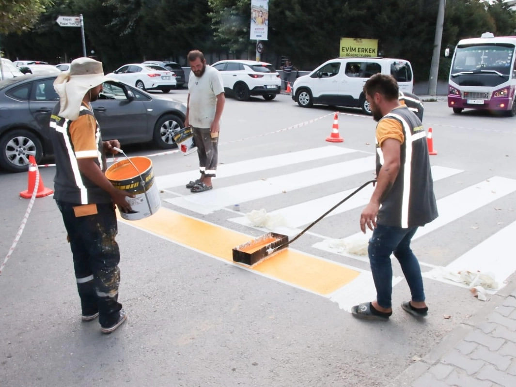 Yalova'da Yaya Geçidi Çizgileri Yenileniyor: Trafik Güvenliği Artırılıyor