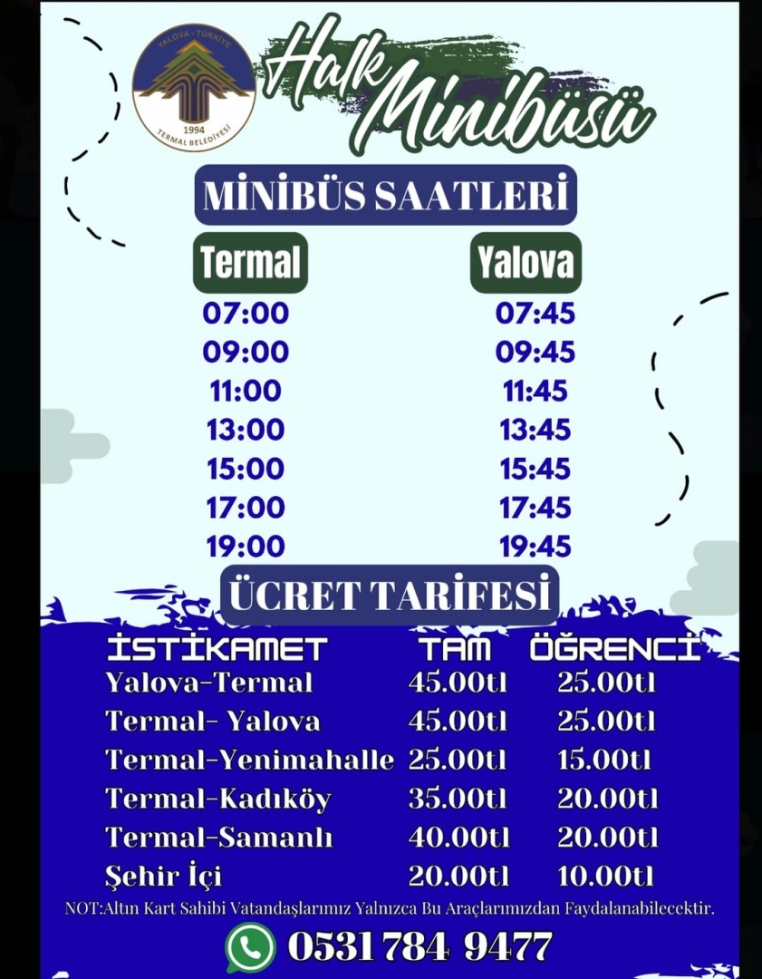 Termal Belediyesi Halk Minibüsü: Yalova Ulaşımı ve Ücretsiz Seferler