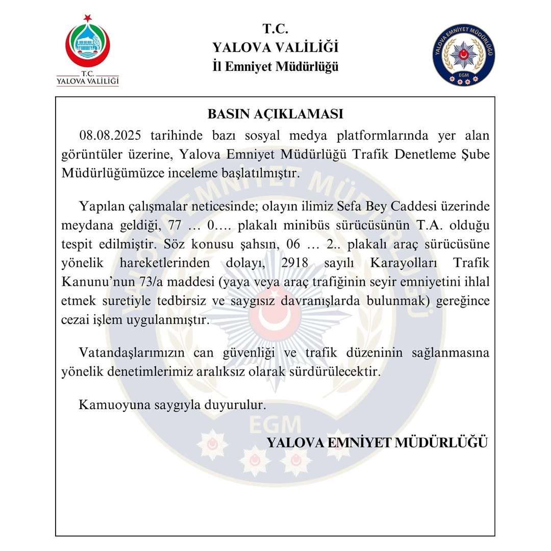 Yalova'da Trafik Güvenliği Denetimleri ve Önlemleri Artırıldı