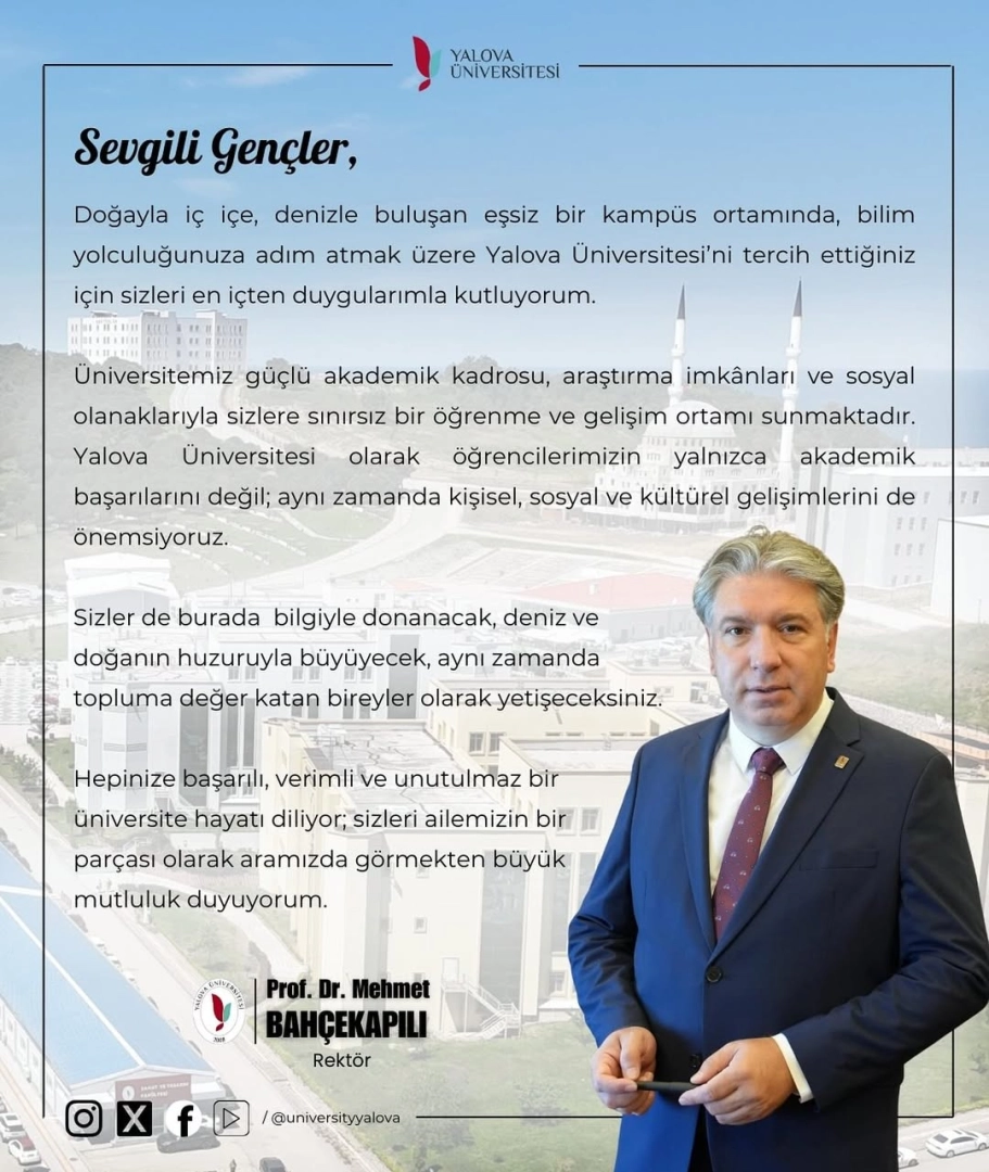 Yalova Üniversitesi 2023-2024 Yeni Öğrenci Kayıtları Başladı