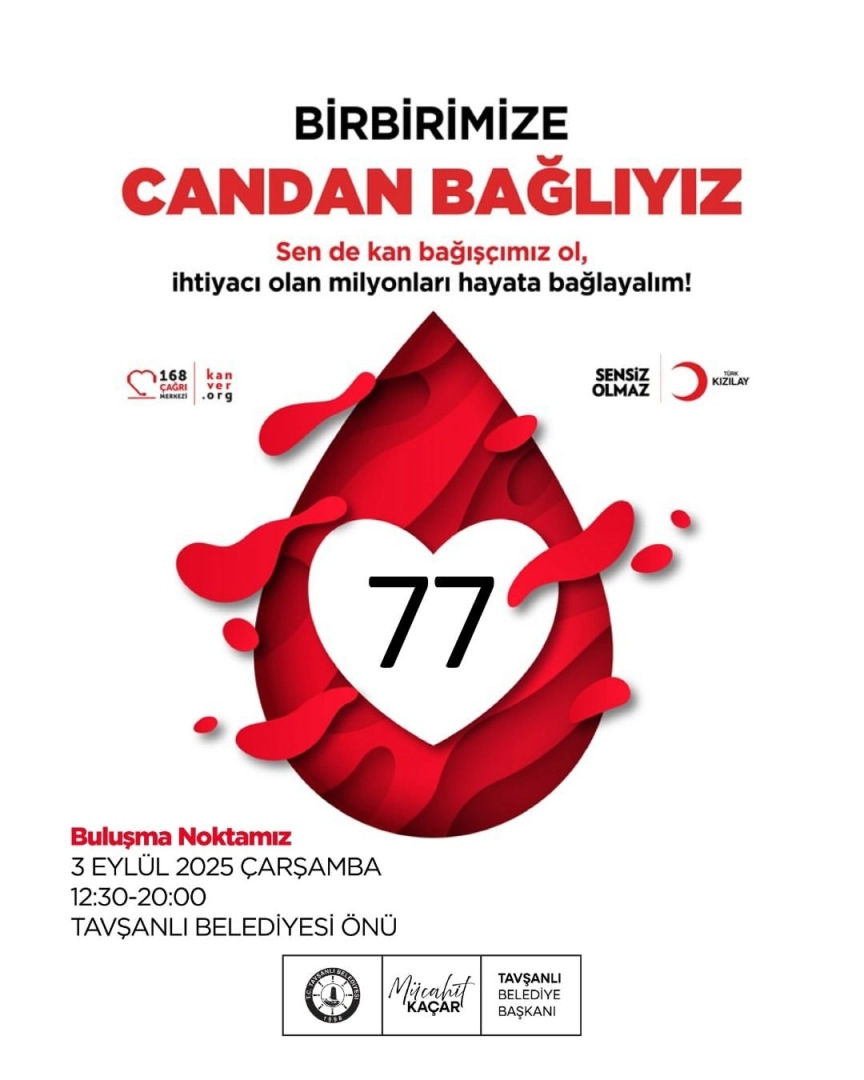 Tavşanlı'da Kan Bağışı: 3 Eylül'de Belediye Önünde Hayat Kurtarın