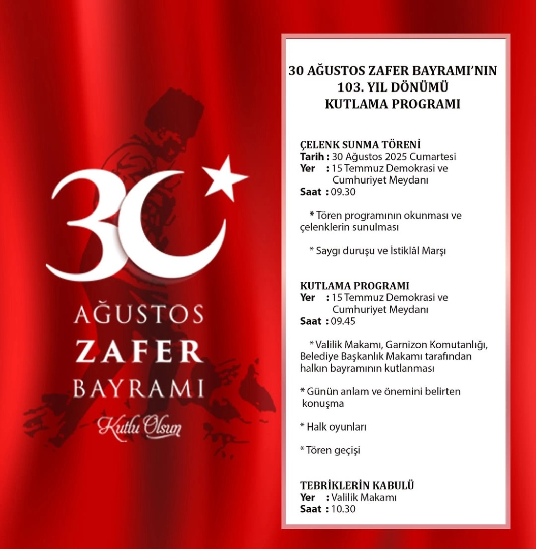 30 Ağustos Zafer Bayramı Yalova'da Coşkuyla Kutlanacak | Program Detayları