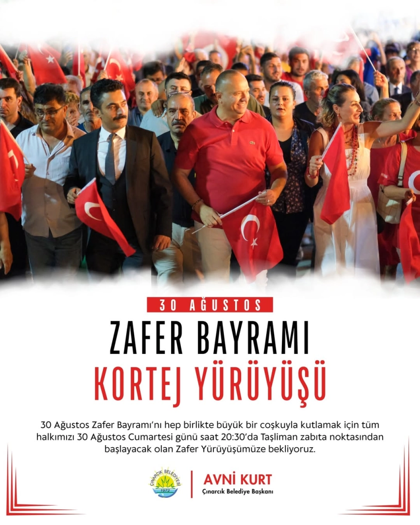 Çınarcık'ta 30 Ağustos Zafer Yürüyüşü: Saat 20:30'da Taşliman'dan Başlıyor