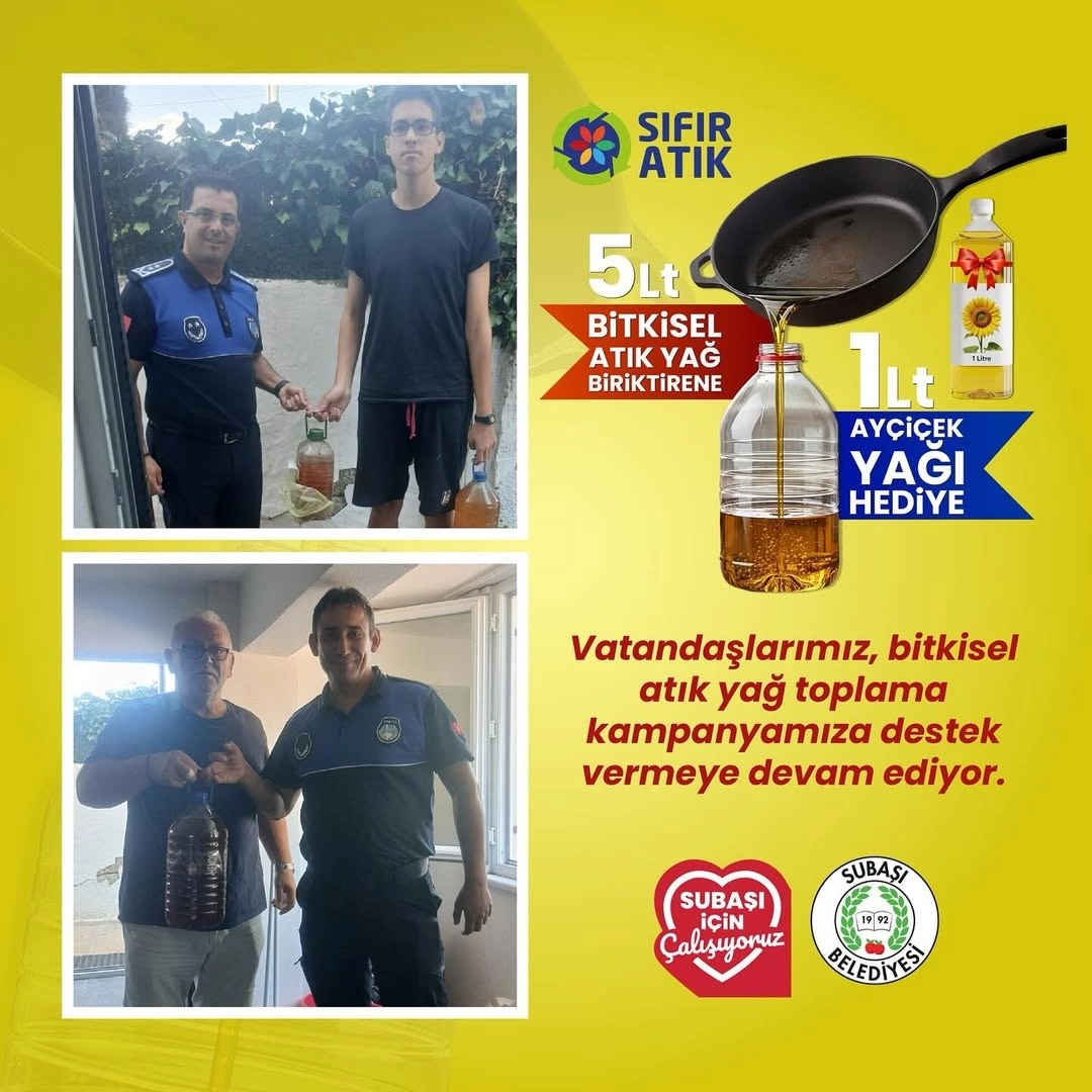 Subaşı Belediyesi Atık Yağ Kampanyası: 5 Litre Atık Yağa 1 Litre Yağ Hediye