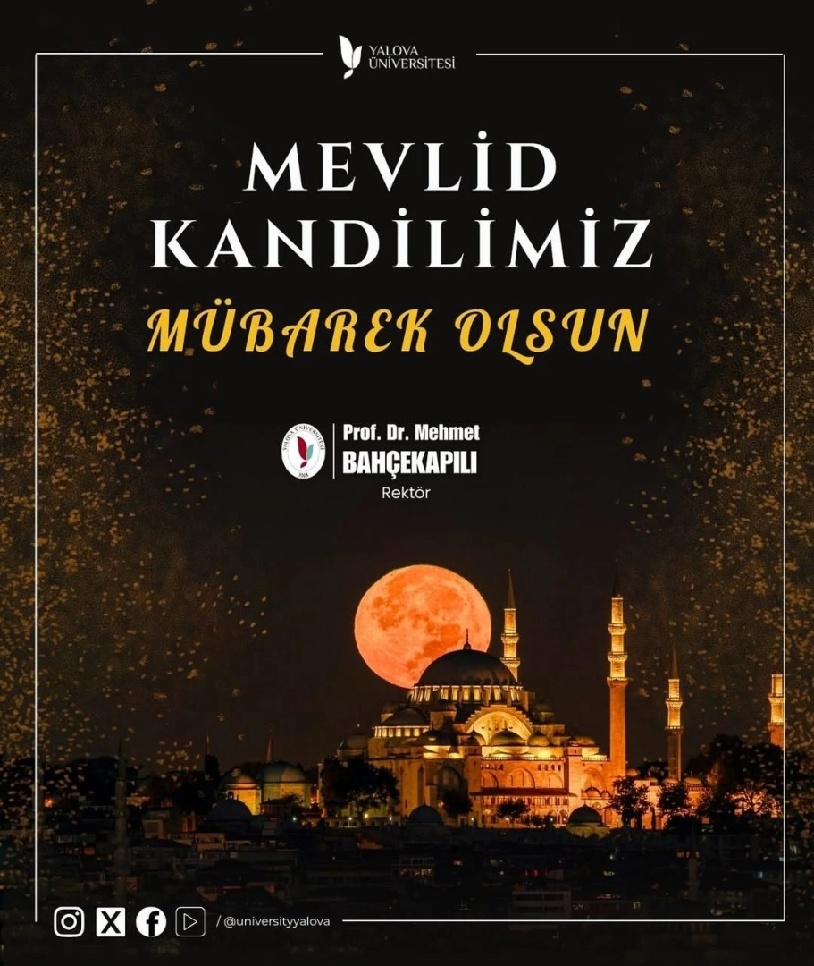 Yalova Üniversitesi Mevlid Kandili Mesajı Yayınladı