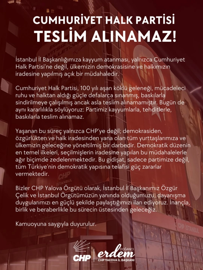 CHP İstanbul İl Başkanlığı'na Kayyum Atanmasına Sert Tepki