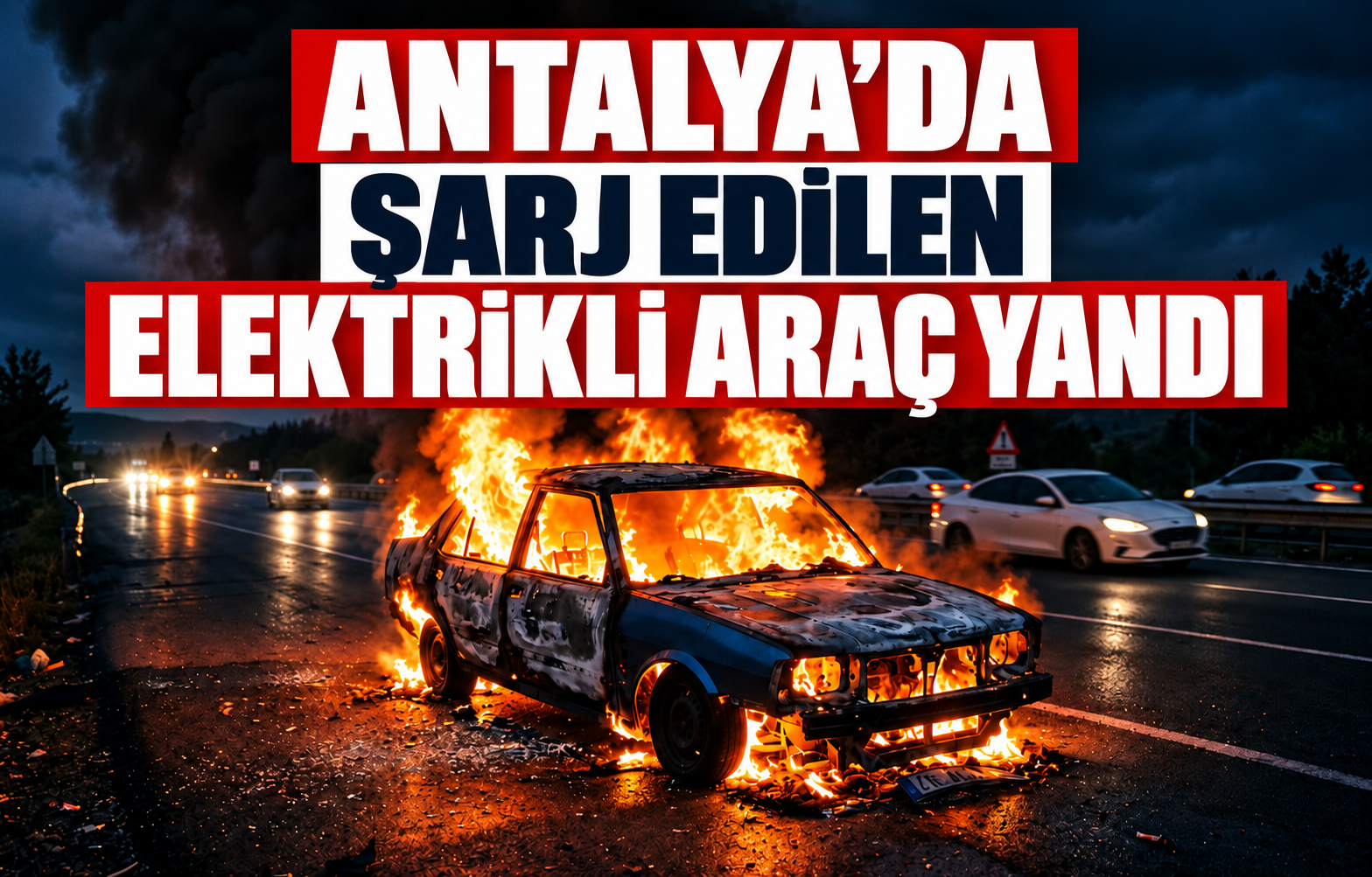 ANTALYA'DA ŞARJ EDİLEN ELEKTRİKLİ ARAÇ YANDI