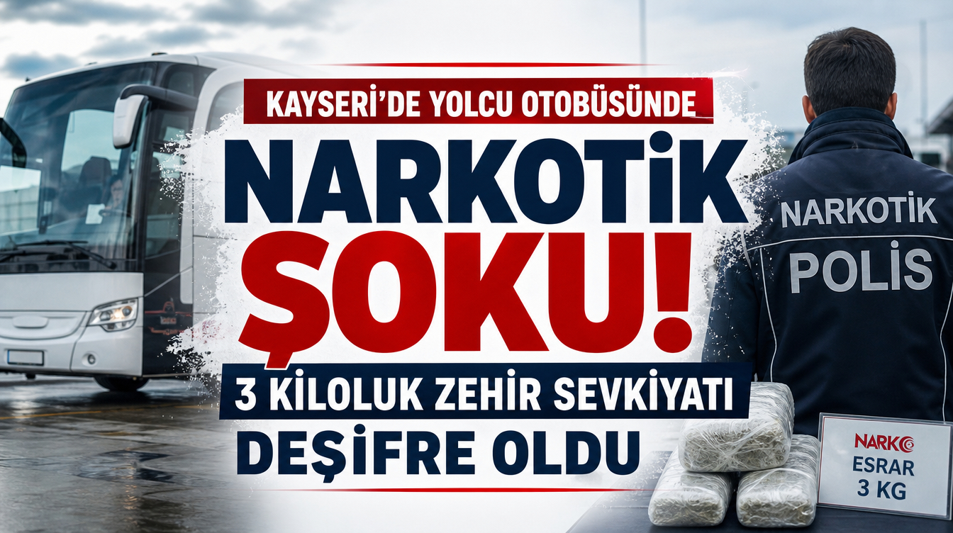 Kayseri'de Yolcu Otobüsünde Narkotik Şoku: Valize Gizlenen 3 Kiloluk Zehir Sevkiyatı Deşifre Oldu