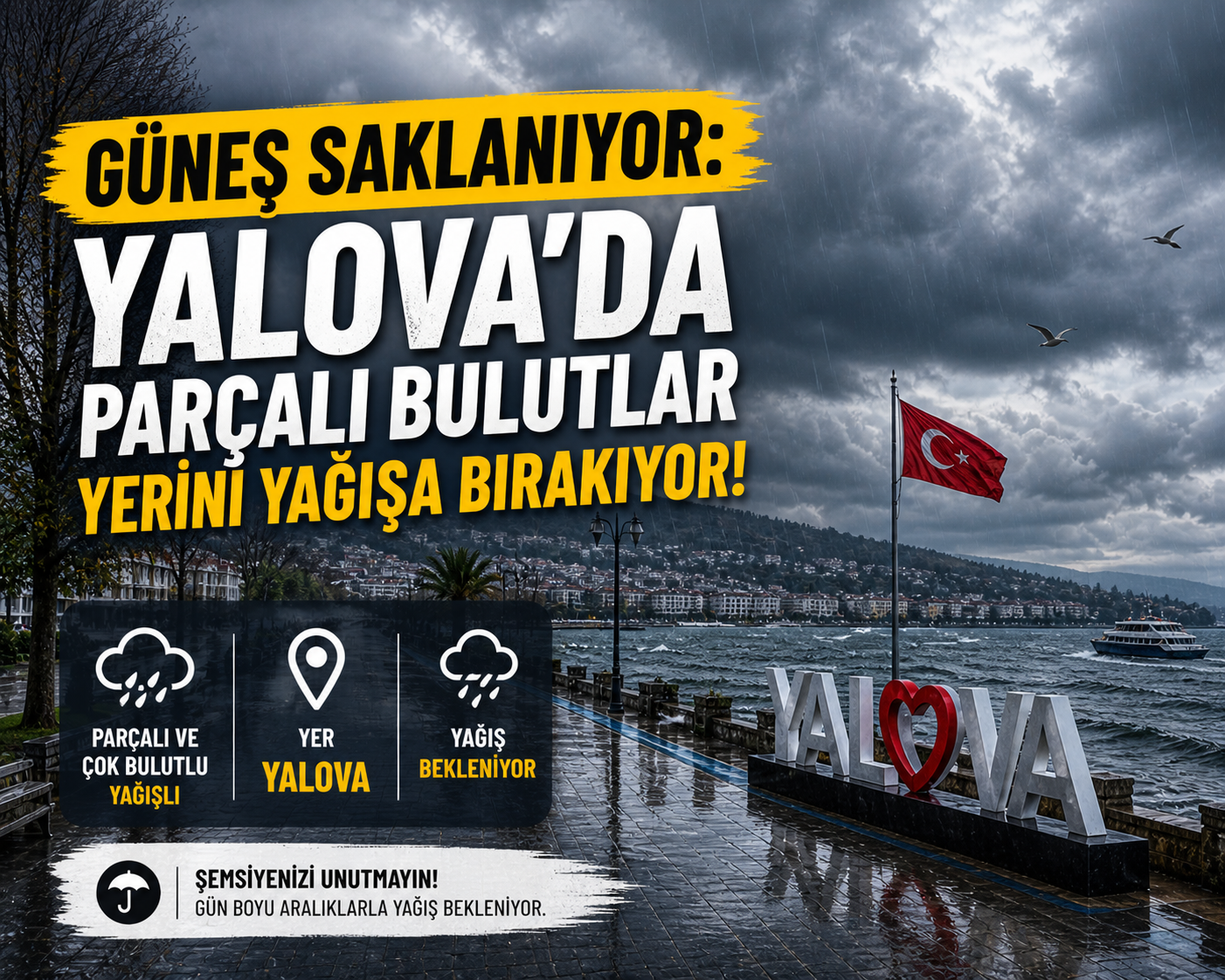 Türkiye Yağışlı Sistemin Etkisine Girdi: Yalova’da Hava Değişken
