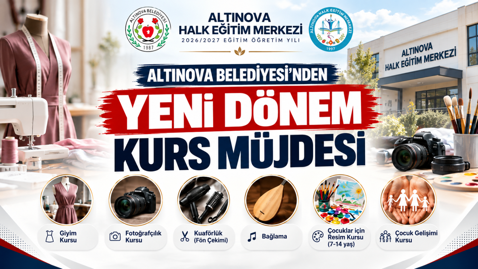 ALTINOVA BELEDİYESİ'NDEN YENİ DÖNEM KURS MÜJDESİ