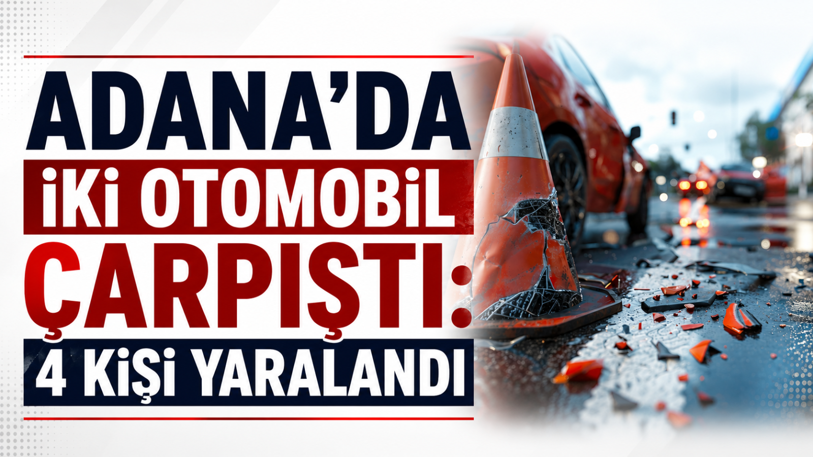 Adana'da Korkutan Çarpışma: İki Otomobilin Karıştığı Kazada 4 Kişi Yaralandı