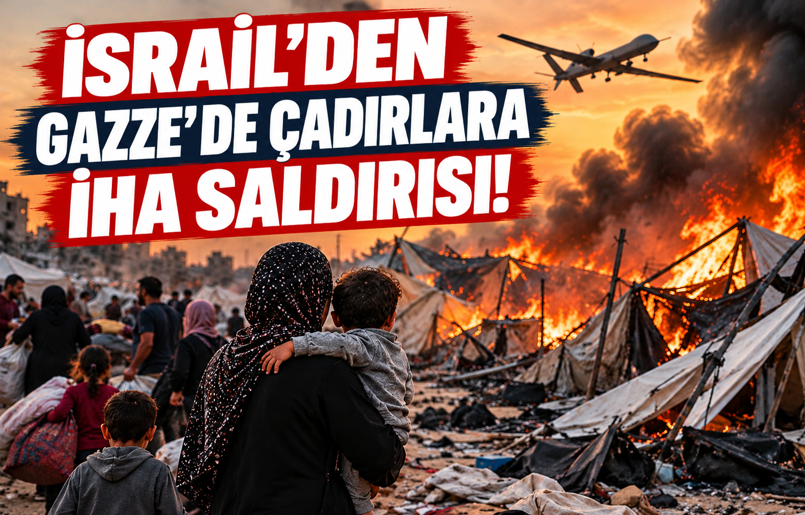 İSRAİL'DEN GAZZE'DE ÇADIRLARA İHA SALDIRISI!